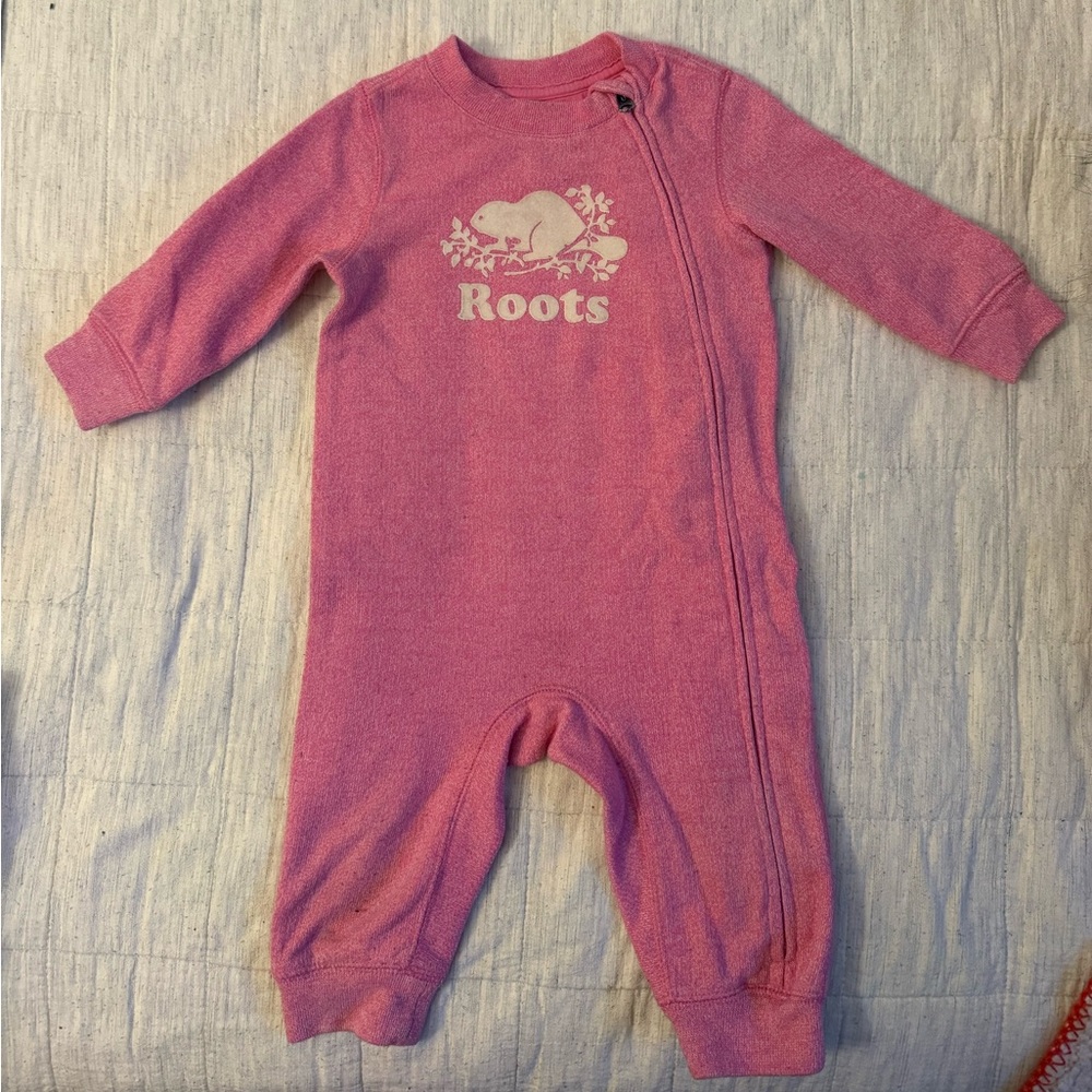 Roots Cozy Pink Onesie 6-12